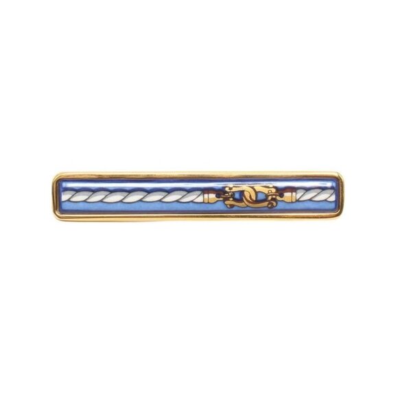 Hermes Brooch Enamel Blue Other